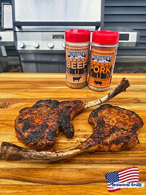 Honey Mustard BBQ Tomahawk Pork Chops for Memorial Day - Monument Grills