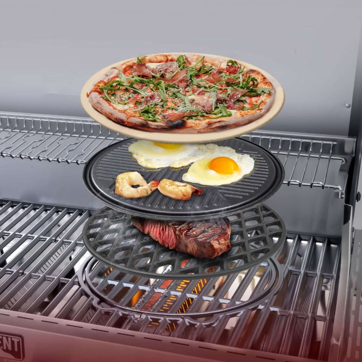 Denali 605Pro | Stainless Smart Propane Gas Grill - Monument GrillsD605P (Includes Free Cover and Rotisserie Kit) & Cooking Plate