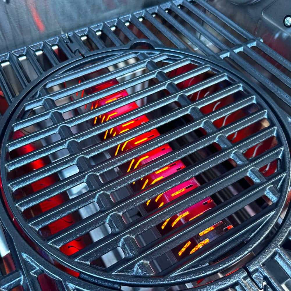 Denali 605Pro | Stainless Smart Propane Gas Grill - Monument GrillsD605P (Includes Free Cover and Rotisserie Kit) & Cordierite Pizza Stone & Round Diamond Grid & Round Cast Iron Cooking Plate