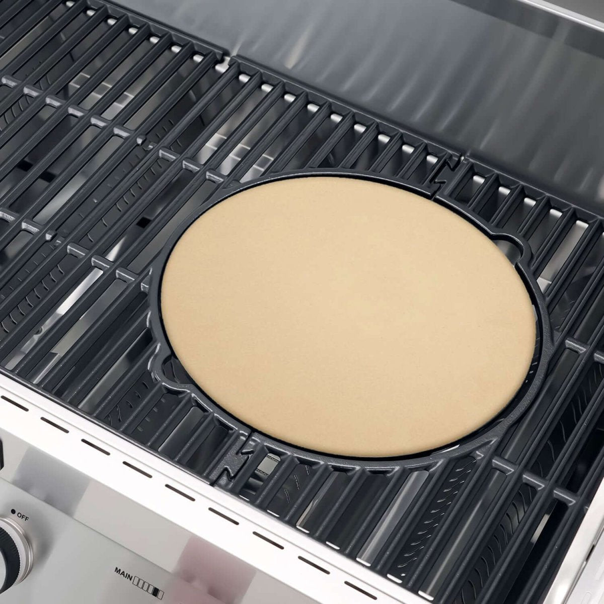 Denali 605Pro | Stainless Smart Propane Gas Grill - Monument GrillsD605P (Includes Free Cover and Rotisserie Kit) & Cordierite Pizza Stone & Round Diamond Grid & Round Cast Iron Cooking Plate