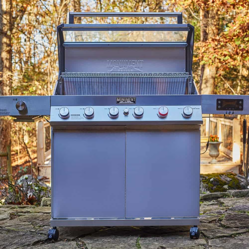 Denali 605Pro | Stainless Smart Propane Gas Grill - Monument GrillsD605P (Includes Free Cover and Rotisserie Kit) & Smokerbox