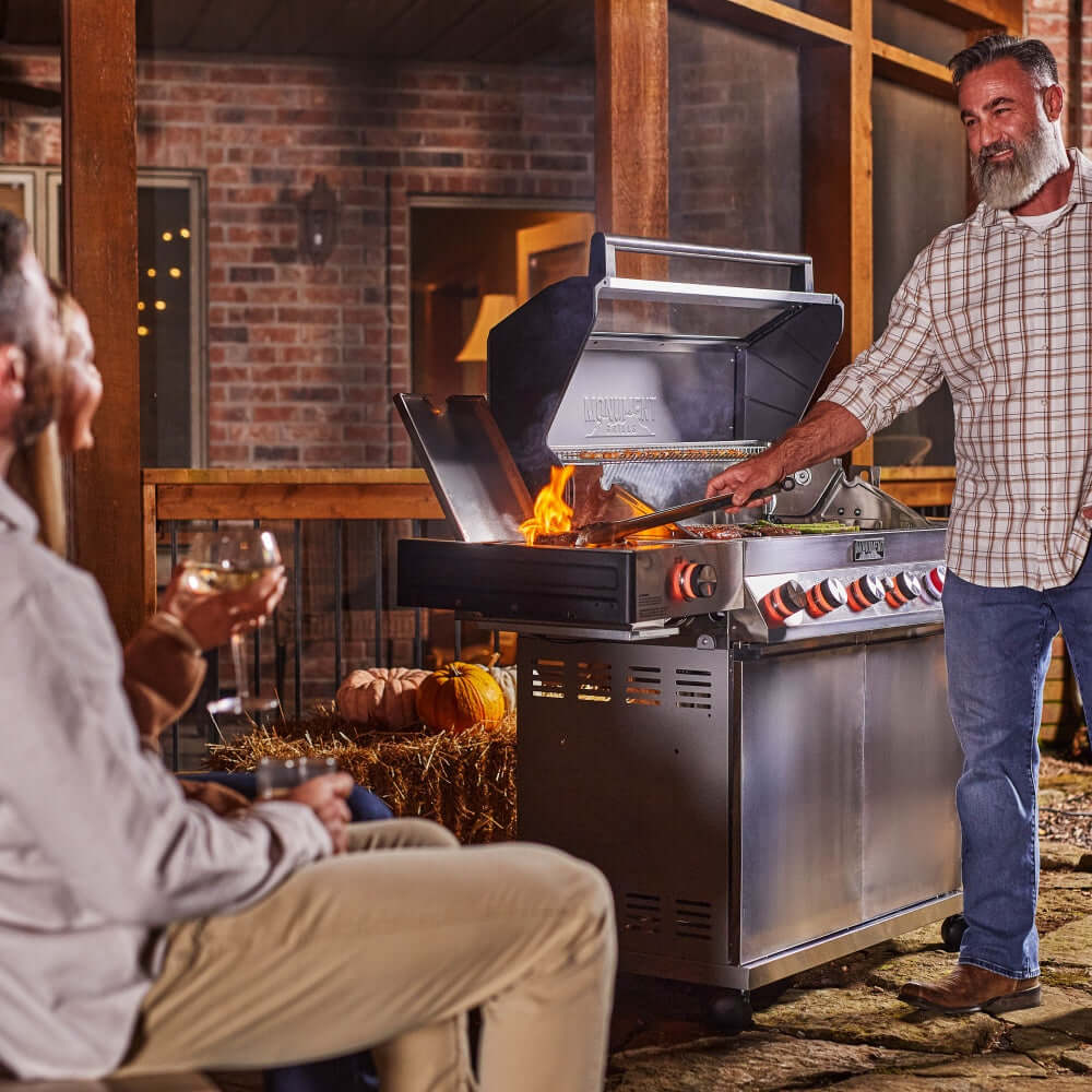 Denali 605Pro | Stainless Smart Propane Gas Grill - Monument GrillsD605P (Includes Free Cover and Rotisserie Kit) & Smokerbox