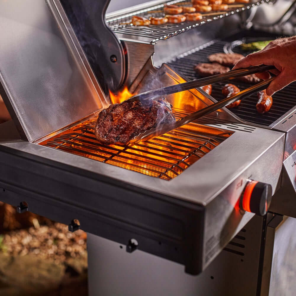 Denali 605Pro | Stainless Smart Propane Gas Grill - Monument GrillsD605P (Includes Free Cover and Rotisserie Kit) & Smokerbox