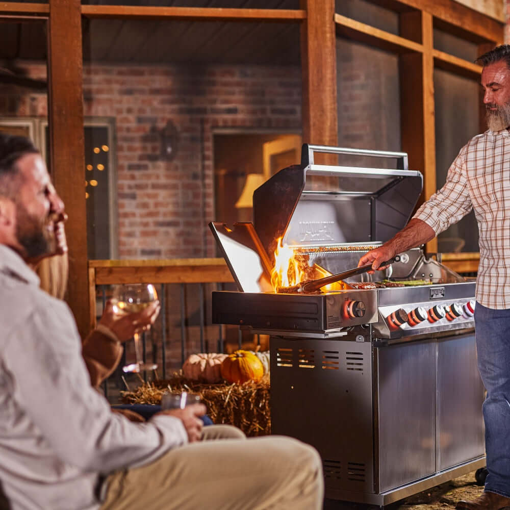 Denali 605Pro | Stainless Smart Propane Gas Grill - Monument GrillsD605P (Includes Free Cover and Rotisserie Kit) & Smokerbox