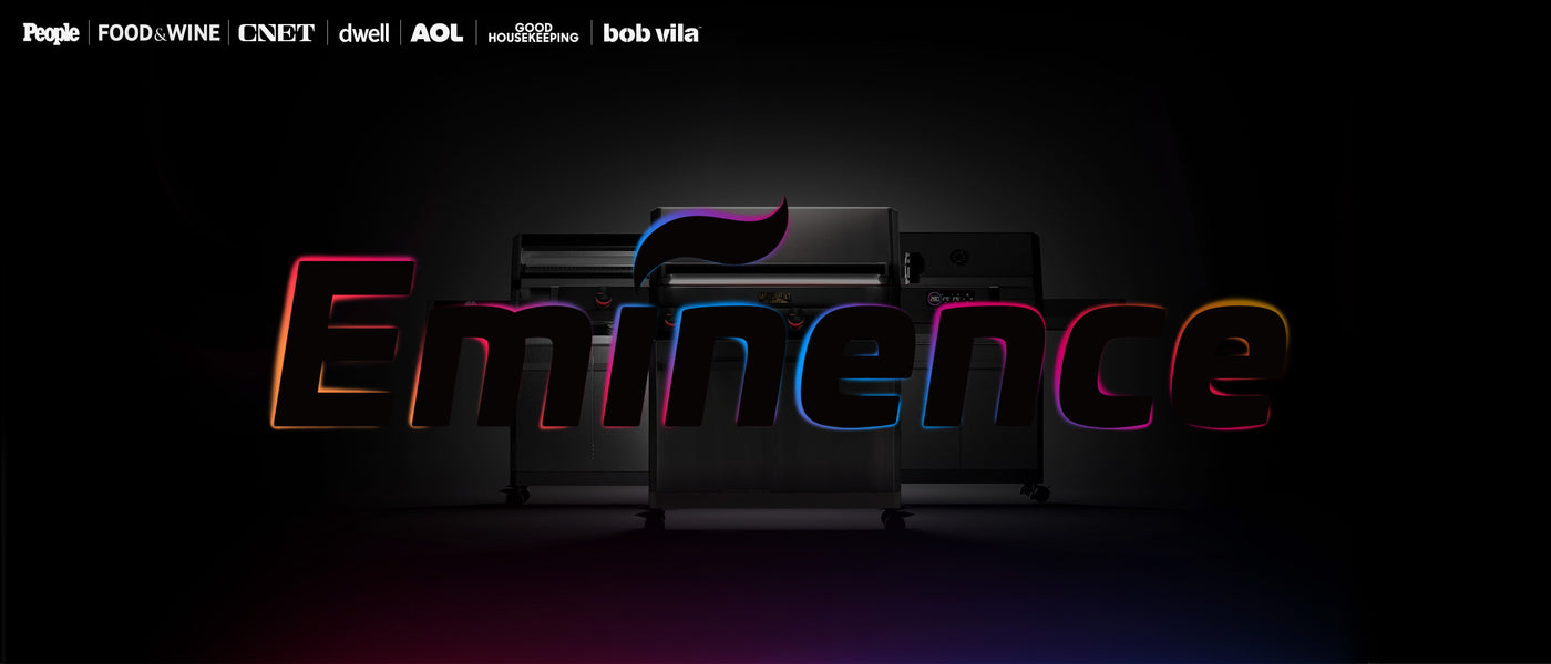 Colorful neon sign with the word 'Eminence' on a dark background