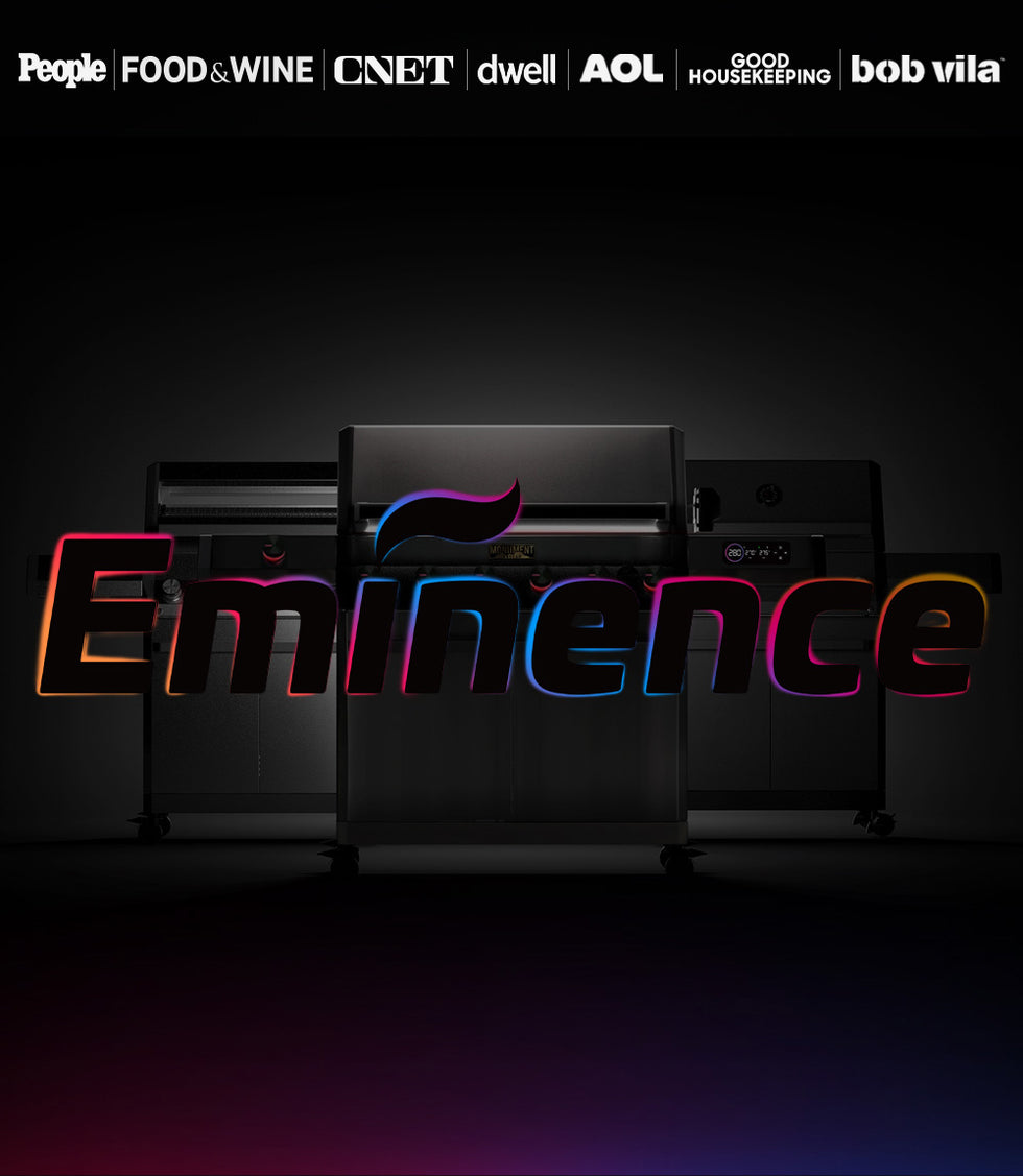 Black device with colorful 'Eminence' text on a dark background