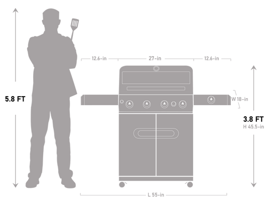 How to Easily Install Monument Grills Mesa 4-Burner? Product Dimensions Lid Closed (inches)