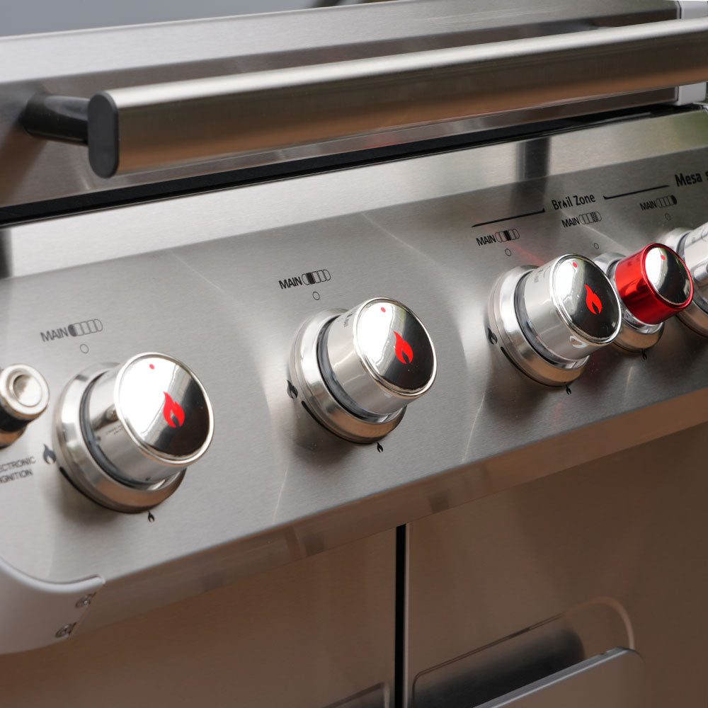 Mesa 415BZNG | Stainless Natural Gas Grill control knobs for precise heat management