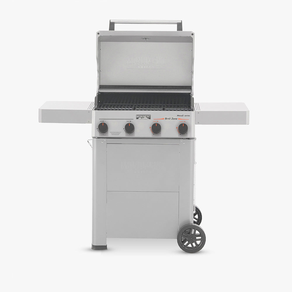 Mesa II 410FBZ | Stainless Propane Gas Grill with stainless steel construction and foldable shelves.
