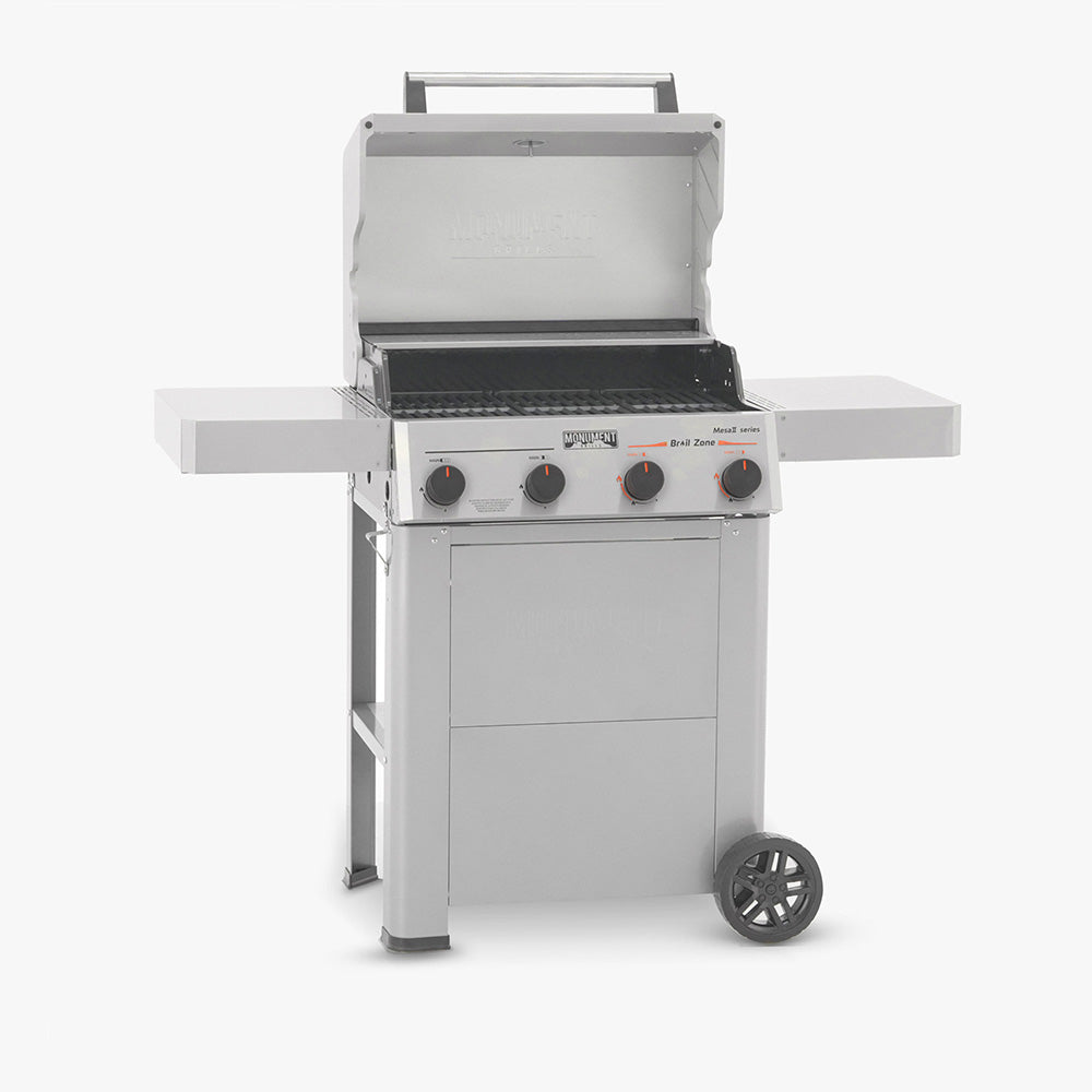 Mesa II 410FBZ | Stainless Propane Gas Grill with foldable shelves and infrared burners.