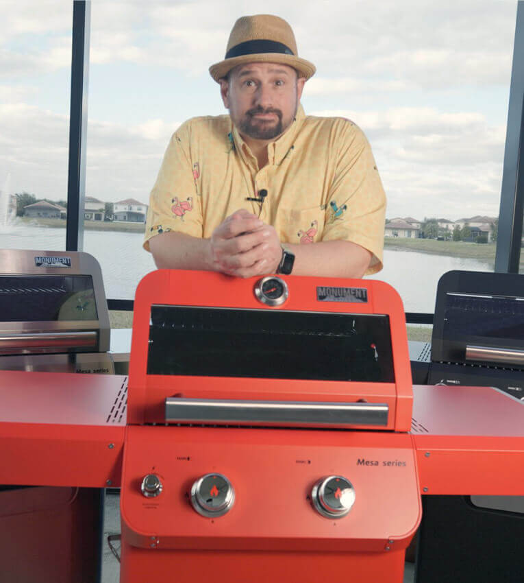 Monument community grill owner with a red Mesa grill