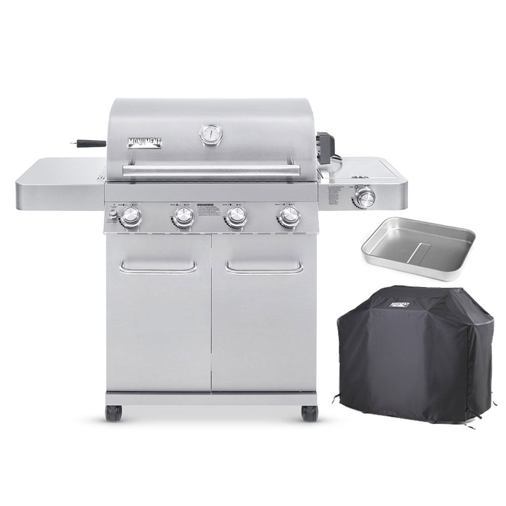 A Stainless Steel 4-Burner Monument Grill