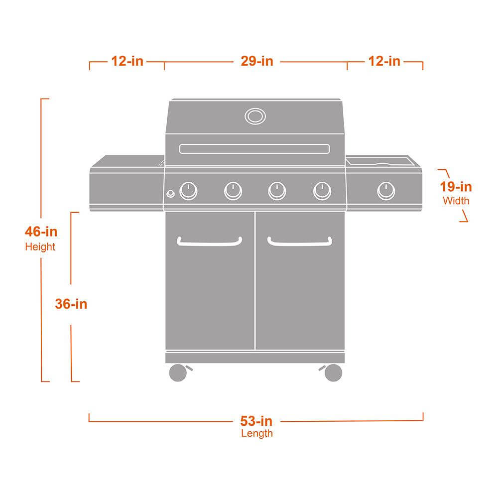 25392 | Stainless 4-Burner LED Propane Gas Grill - Monument Grills