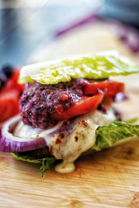 Red, White and BLUE-berry Habanero Burgers