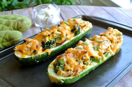 Chicken Bacon Ranch Zucchini Boats