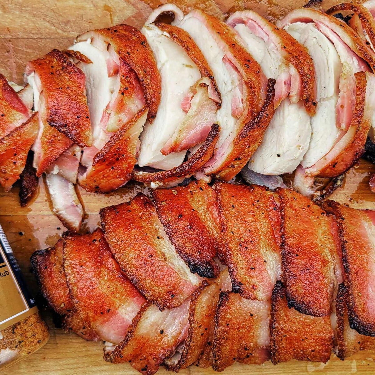 Bacon Wrapped Chicken Breasts: 500 Degrees, Pull at 165