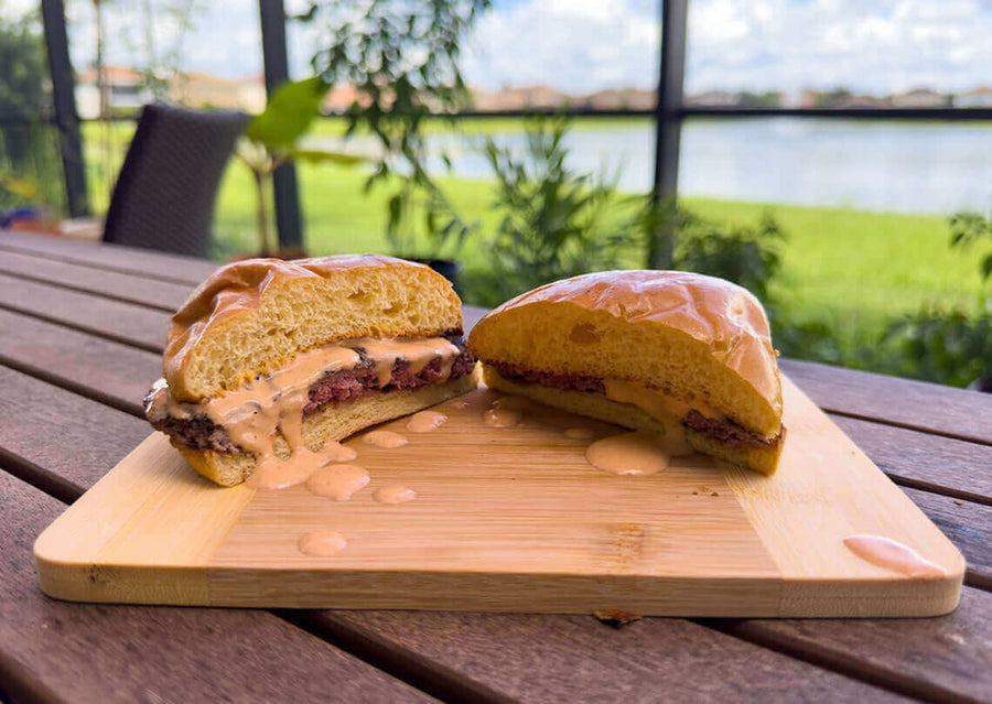 Bison Smash Burgers with Hangrier Sauce - Monument Grills