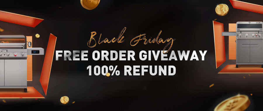 Black Friday free-order giveaway banner advertising a 100% refund.