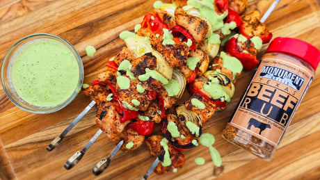 Chicken Fajita Kabobs With Cilantro Lime Sauce