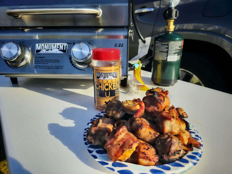 Cheesy Bacon Chicken Bites - Monument Grills