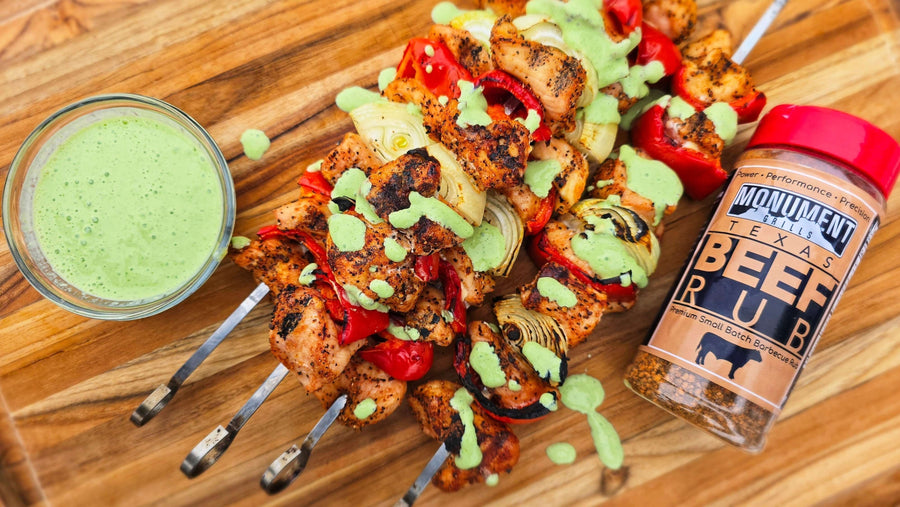 Chicken Fajita Kabobs With Cilantro Lime Sauce - Monument Grills