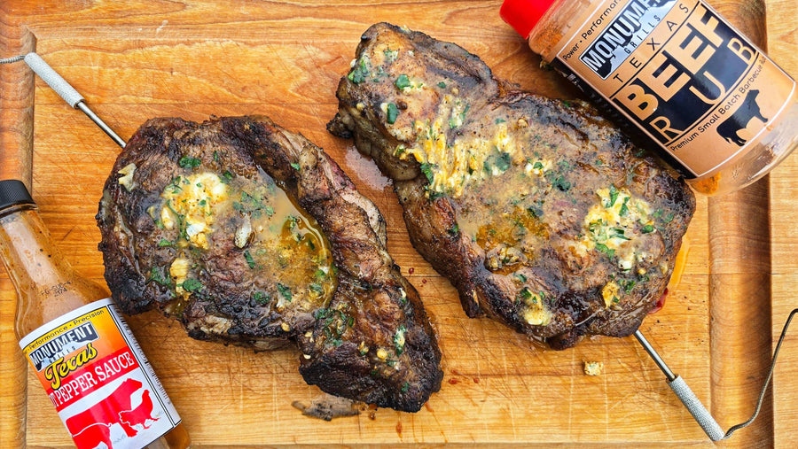 Dinner Delight: Perfect Ribeye Steaks with Hot Butter - Monument Grills