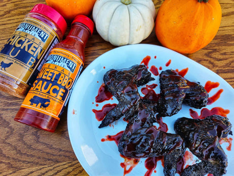 Spicy "Bat" Wings with "Blood"-B-Q Sauce - Monument Grills