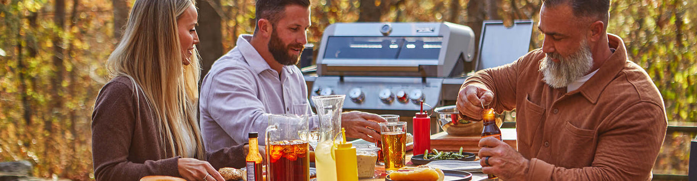 dining room table outside, natural gas grills.