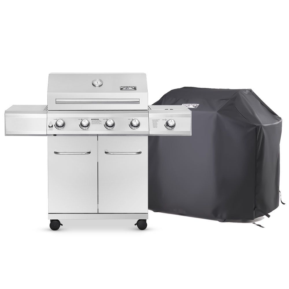 Monument Grills 17842 Stainless Steel 4-Burner Propane Gas Grill with Rotisserie - Silver