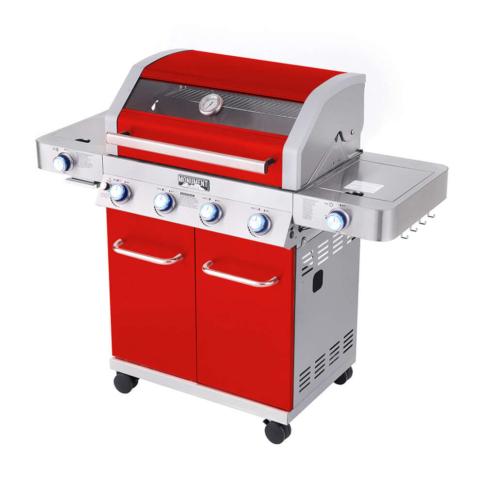 35633 Monument Grills 4 Burner Stainless Steel Propane Gas Grill Blue