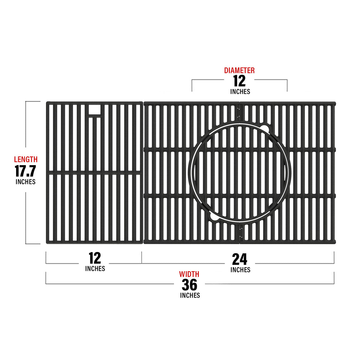 Multifunction Cast Iron Grill Grate for 6-Burner Grill (77352 / 77352MB / Denali 605)