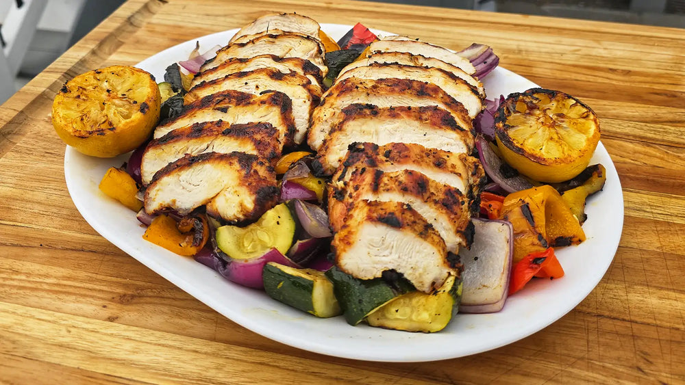 Grilled Rosemary Lemon Chicken with Mediterranean Vegetables