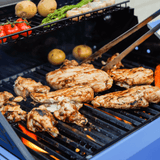 blue outdoor barbecue pit