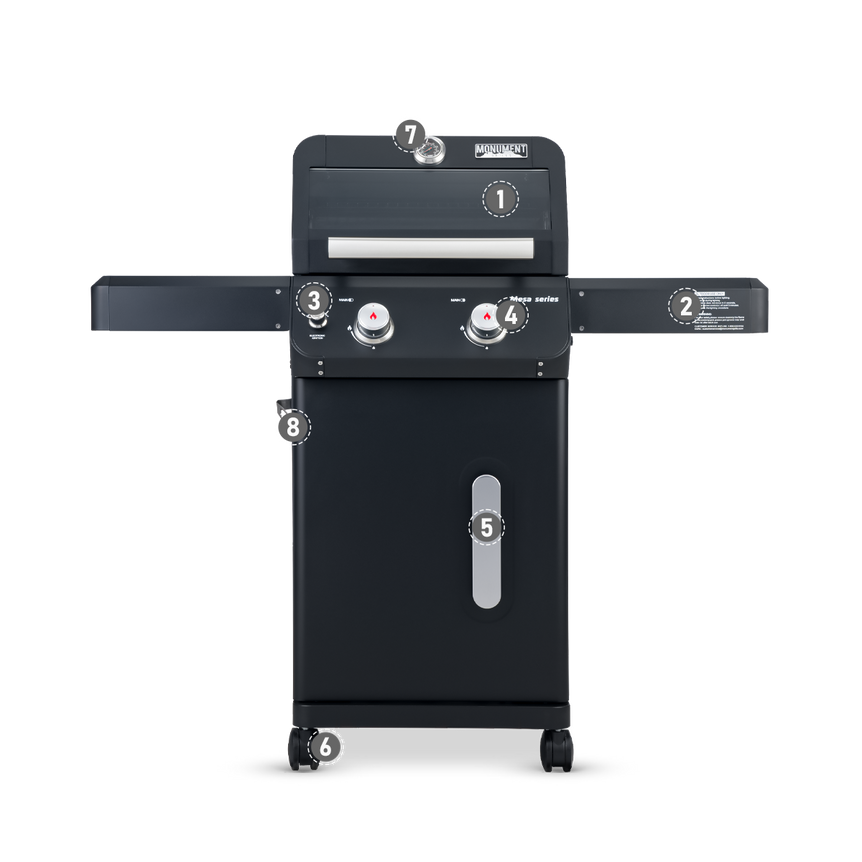 Mesa 220 | Black Gas Grill, 2-Burner Liquid Propane Gas – Monument Grills