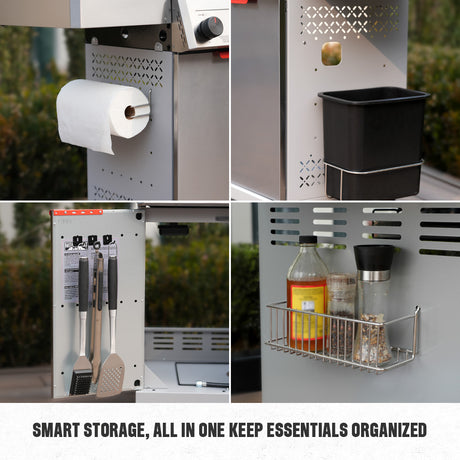 Mesa II gas grill smart storage