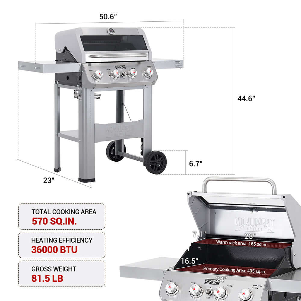 Mesa 400MF | Stainless Gas Grill | Monument Grills