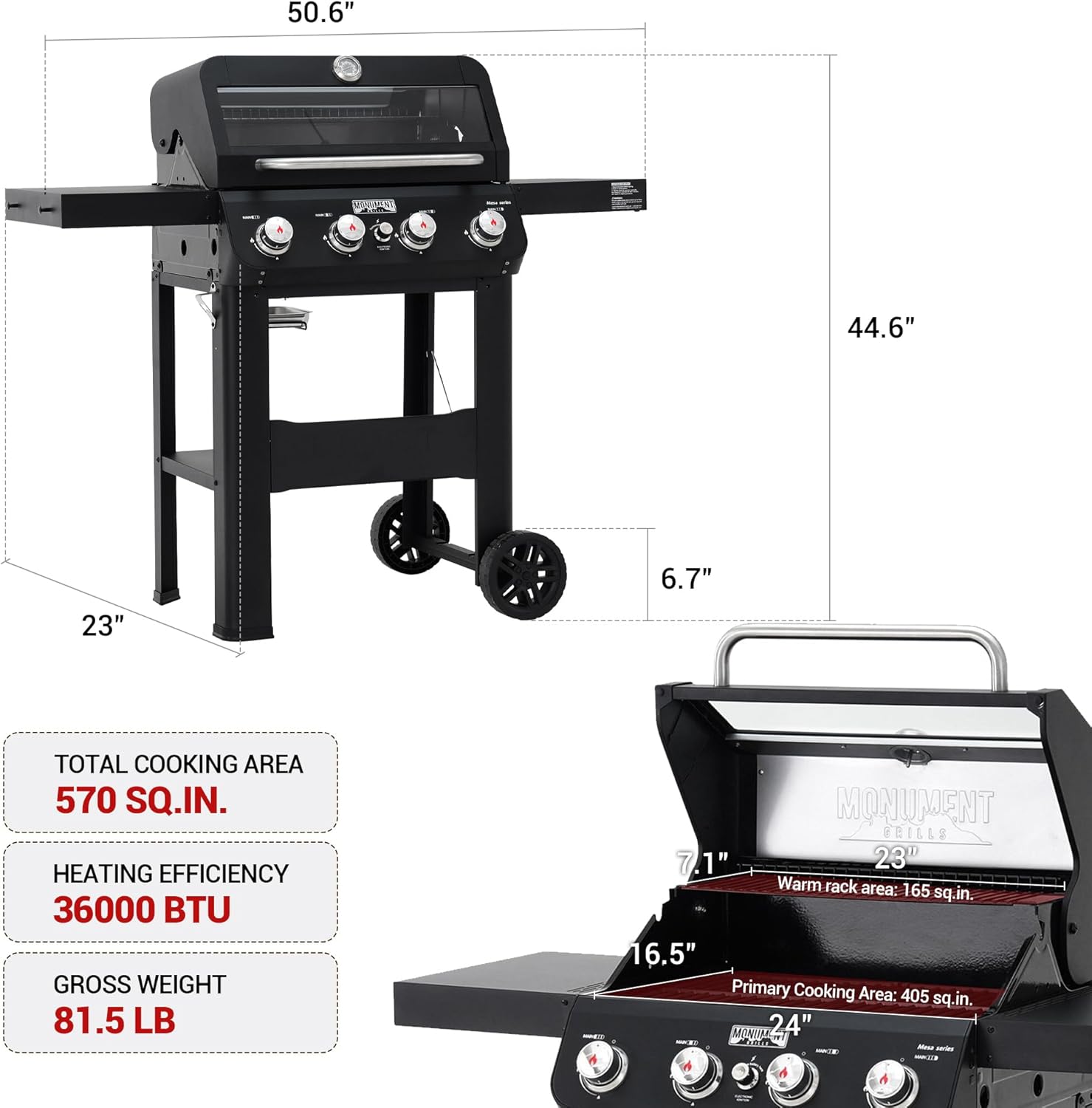 Mesa 420MF | Black Propane Gas Grill | Monument Grills