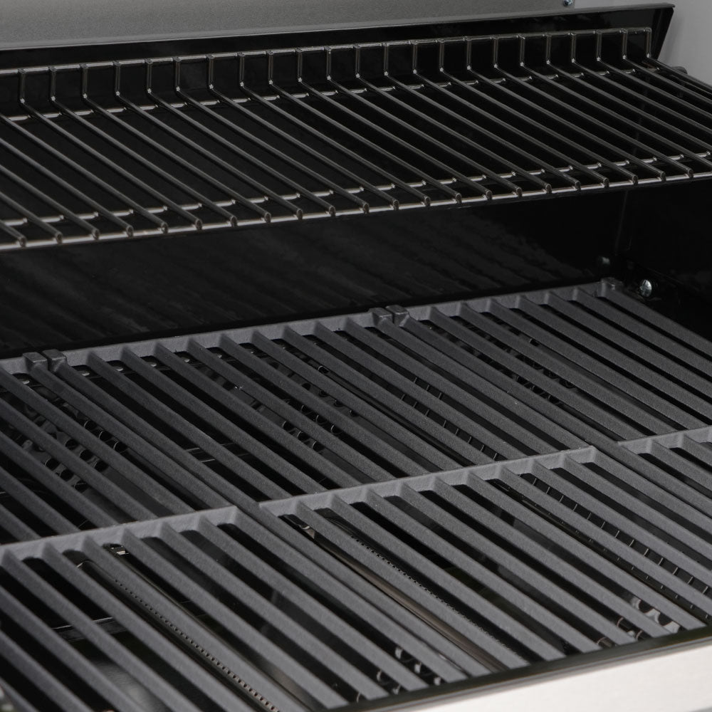 Interior view of the Mesa 415BZNG | Stainless Natural Gas Grill grates, showcasing cooking space for gas grills.