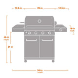 Stainless Steel 4-Burner Gas Grill Size