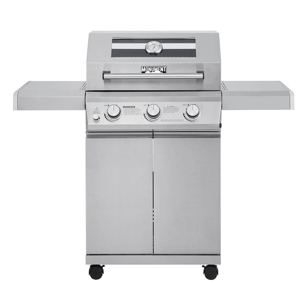 35000 | 3-Burner Propane Gas Grill in Stainless with LED Controls - Monument Grills