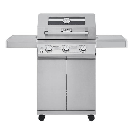 35000 | 3-Burner Propane Gas Grill in Stainless with LED Controls - Monument Grills