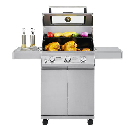 35000 | 3-Burner Propane Gas Grill in Stainless with LED Controls - Monument Grills