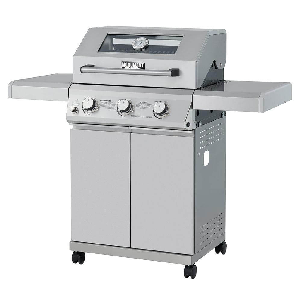 35000 | 3-Burner Propane Gas Grill in Stainless with LED Controls - Monument Grills